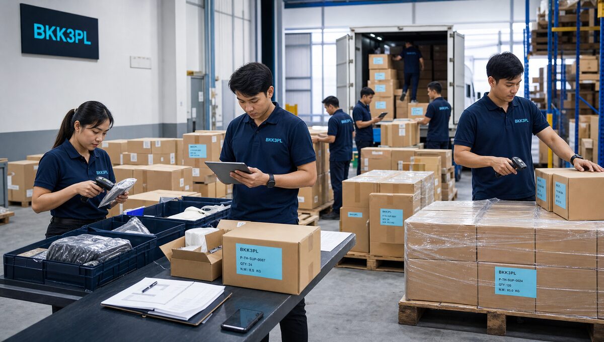 Bangkok warehouse team receiving and consolidating goods from multiple Thai suppliers