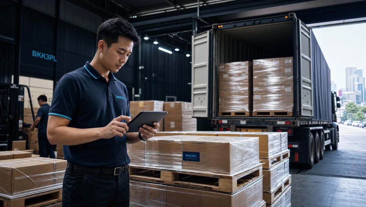 Export ready pallets and container dispatch from a Bangkok warehouse with a Thai sourcing agent